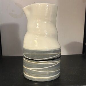 Ceramic Pitcher with Gray Stripes